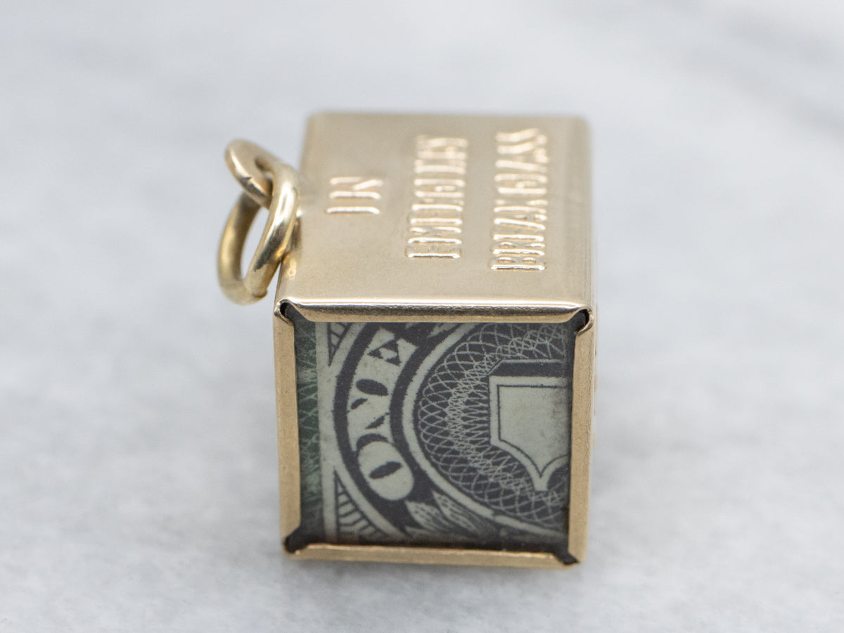 Vintage Gold Mad Money Emergency Dollar Pendant