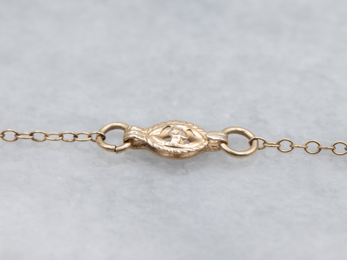 Retro Era Moonstone and Faux Pearl Necklace with Floral Detail