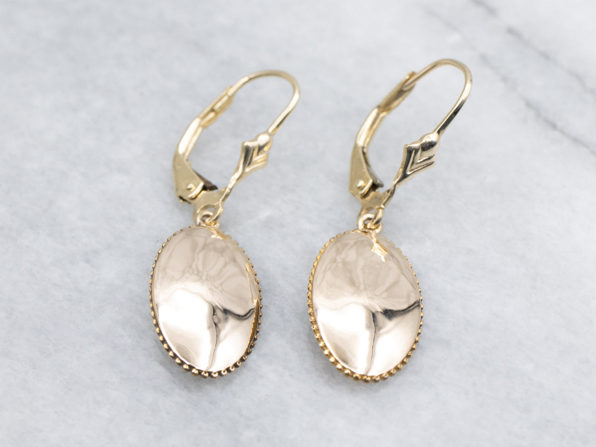 Vintage 14K Gold Cufflink Conversion Drop Earrings