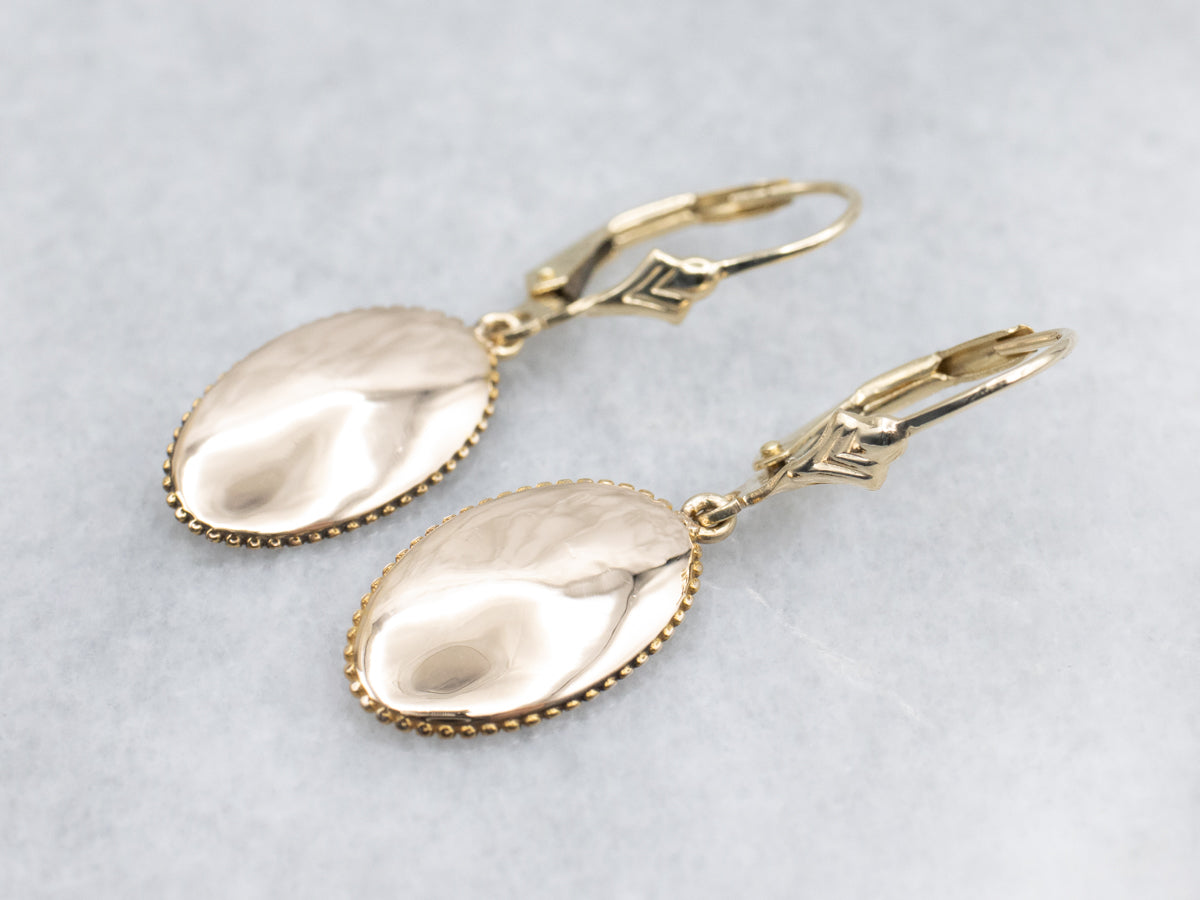 Vintage 14K Gold Cufflink Conversion Drop Earrings