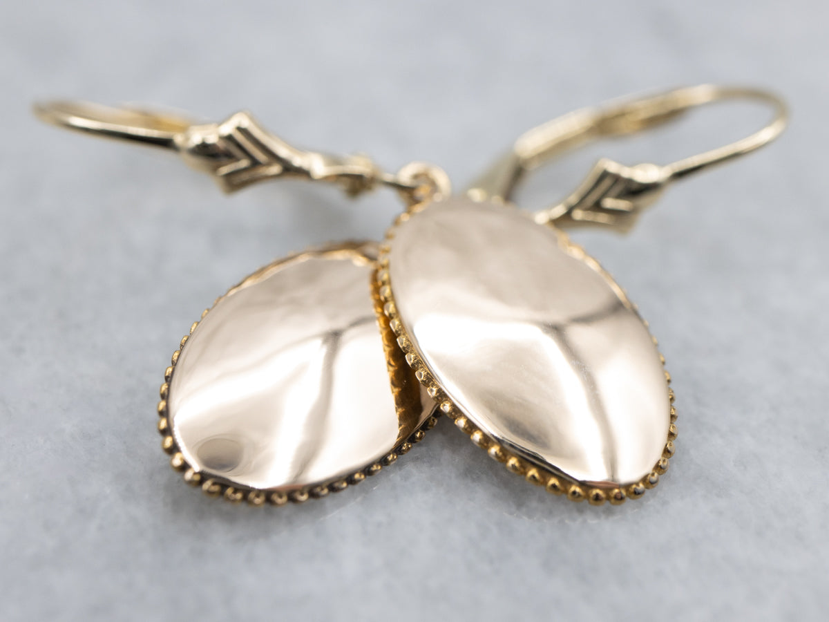 Vintage 14K Gold Cufflink Conversion Drop Earrings