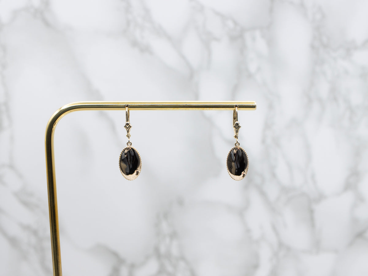 Vintage 14K Gold Cufflink Conversion Drop Earrings