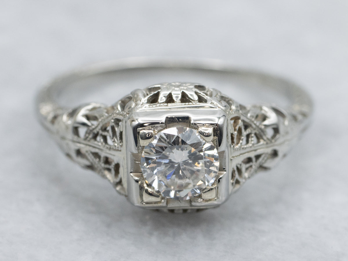18-Karat Gold Art Deco Era Diamond Engagement Ring