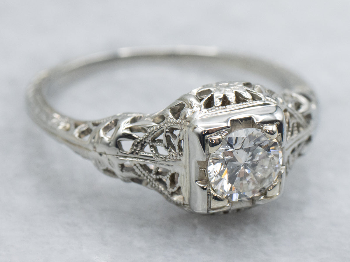 18-Karat Gold Art Deco Era Diamond Engagement Ring