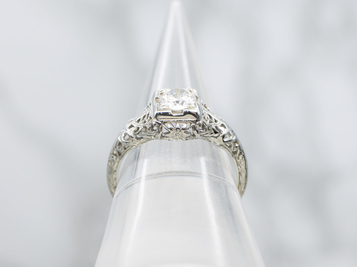 18-Karat Gold Art Deco Era Diamond Engagement Ring