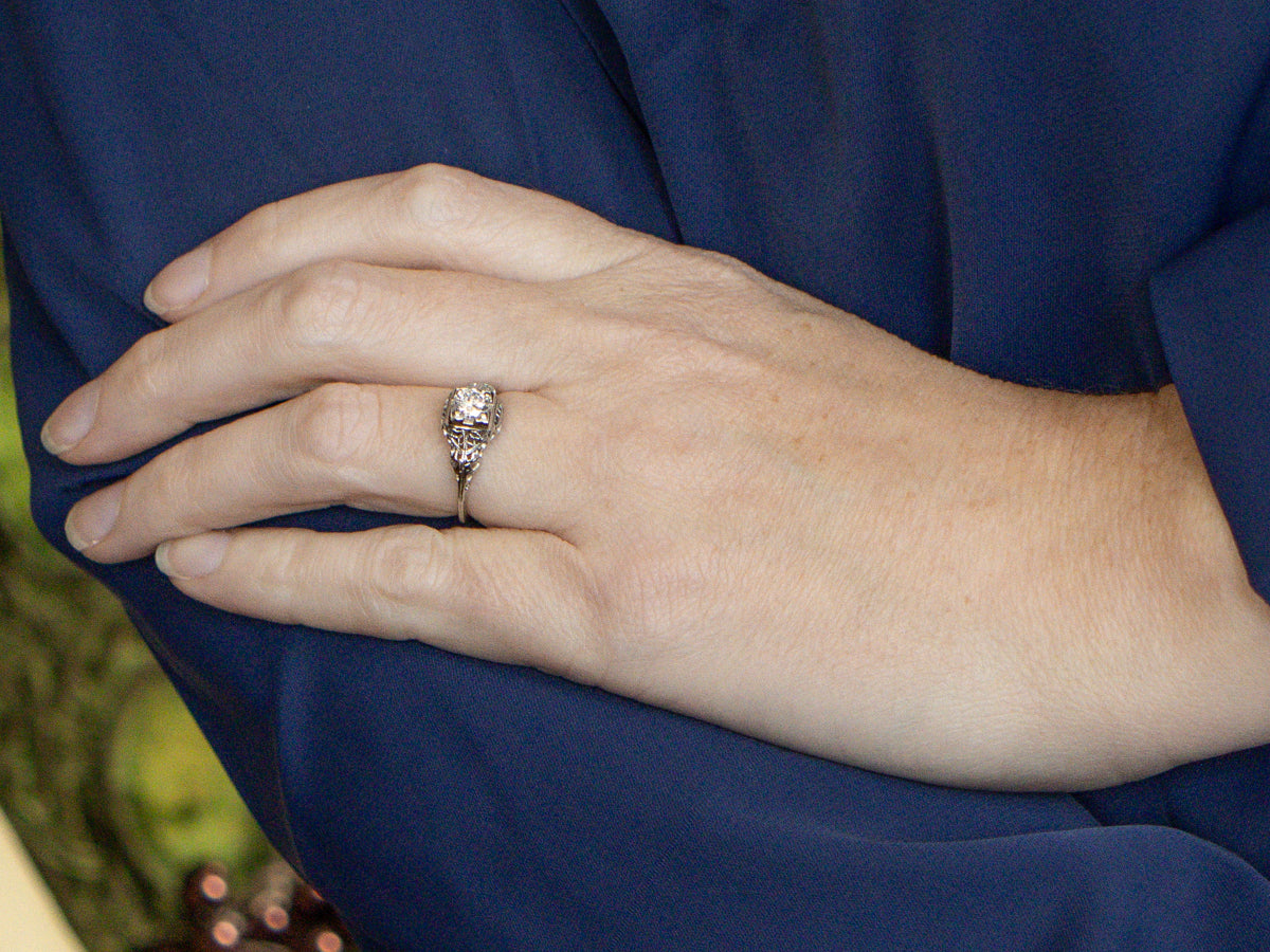 18-Karat Gold Art Deco Era Diamond Engagement Ring