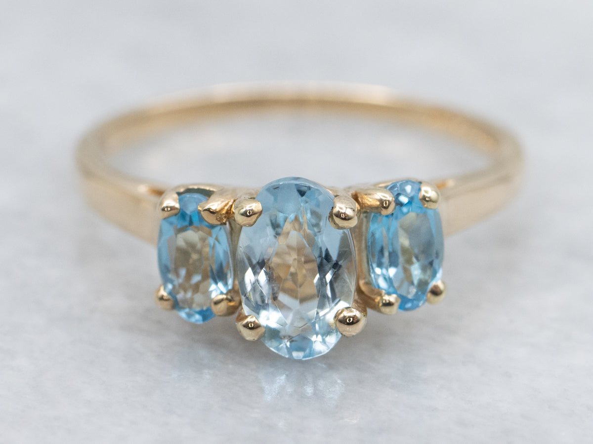 Aquamarine and Blue Topaz Ring in 14K Yellow Gold