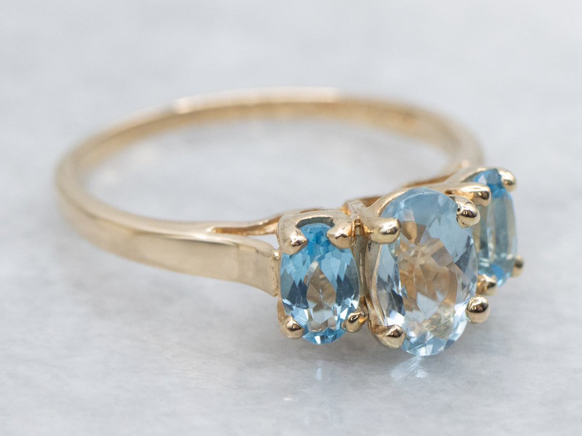 Aquamarine and Blue Topaz Ring in 14K Yellow Gold
