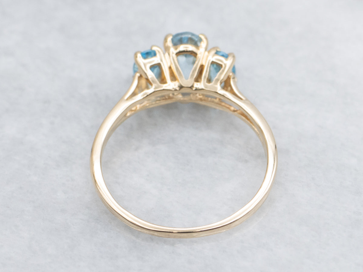 Aquamarine and Blue Topaz Ring in 14K Yellow Gold