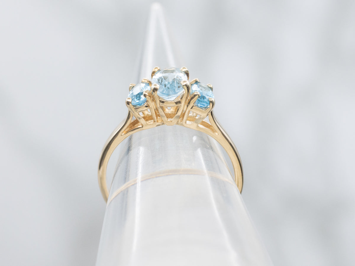 Aquamarine and Blue Topaz Ring in 14K Yellow Gold