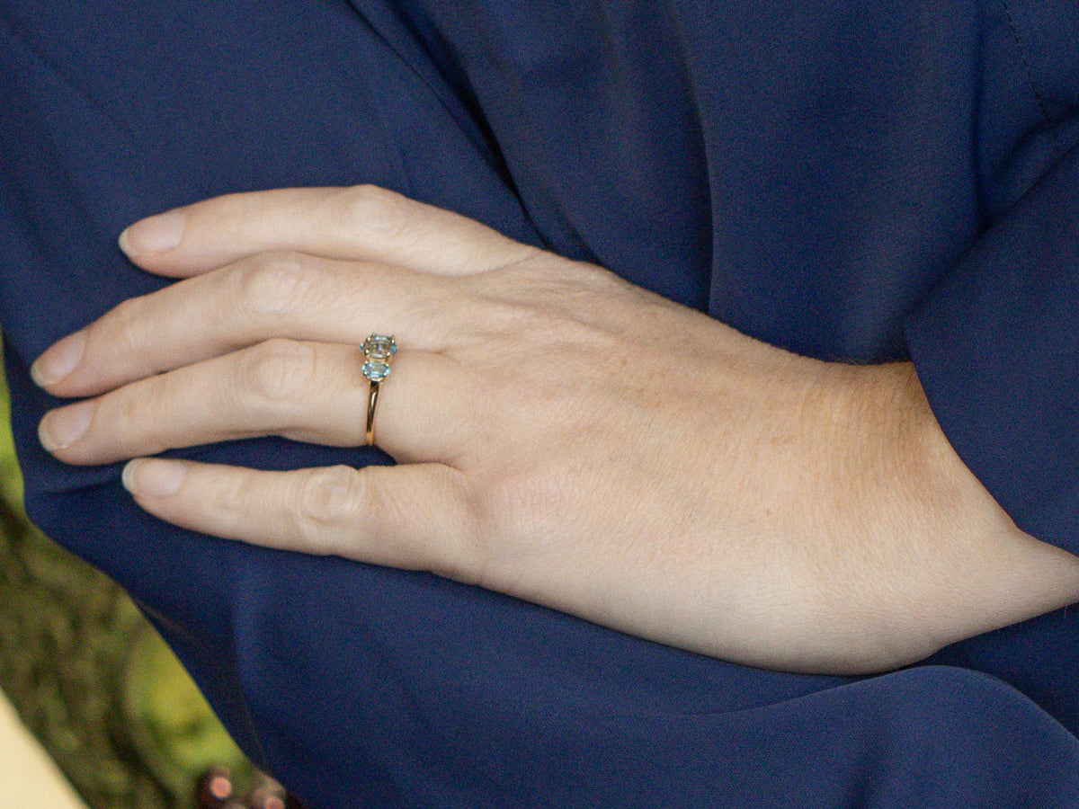 Aquamarine and Blue Topaz Ring in 14K Yellow Gold
