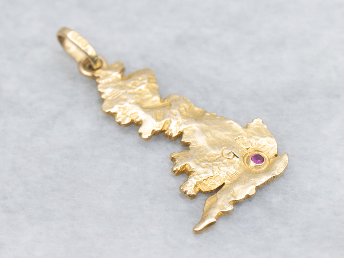 Gold Great Britain Ruby Silhouette Pendant