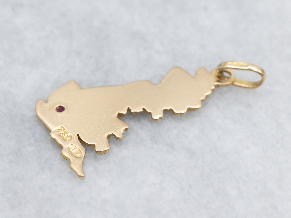 Gold Great Britain Ruby Silhouette Pendant