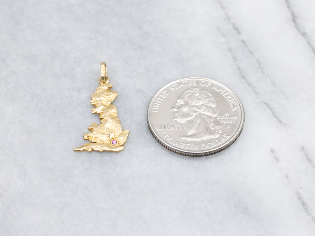 Gold Great Britain Ruby Silhouette Pendant