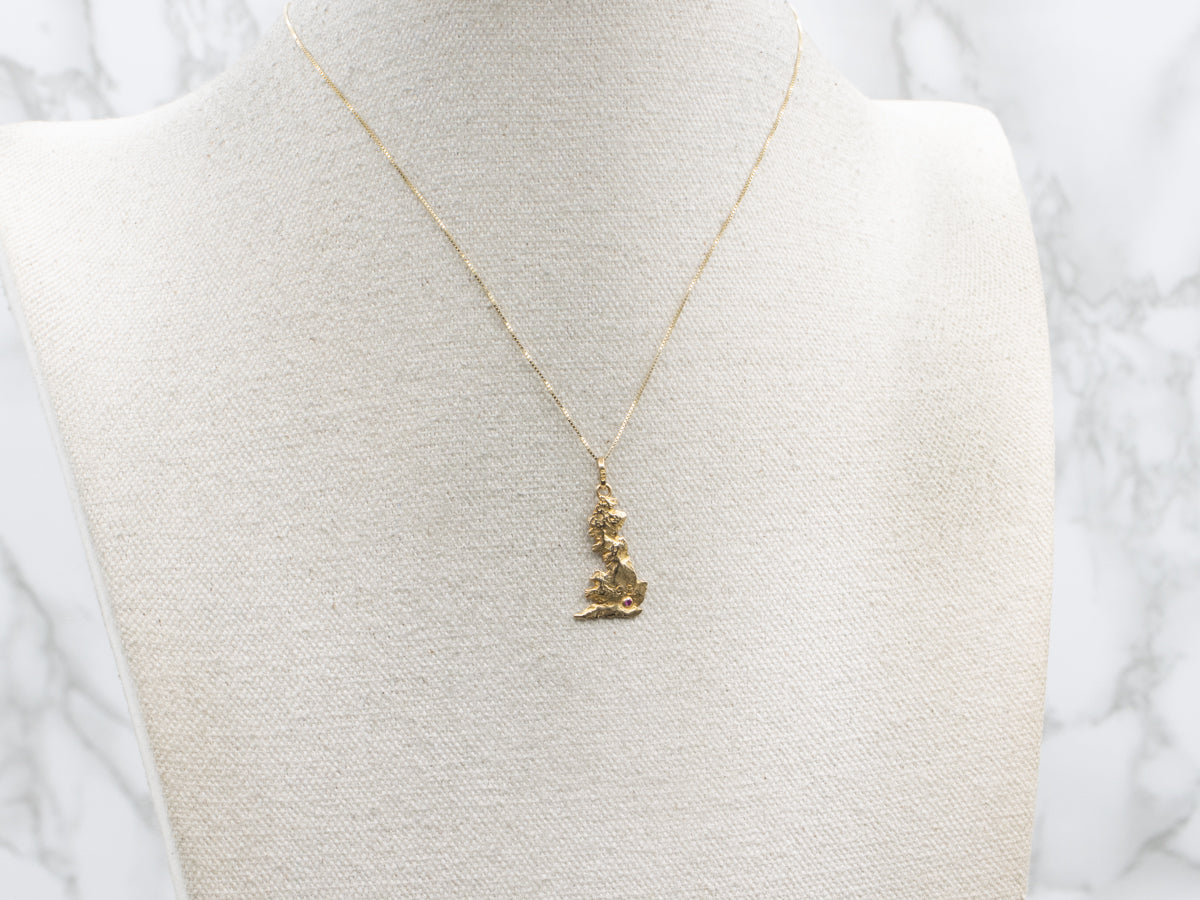 Gold Great Britain Ruby Silhouette Pendant