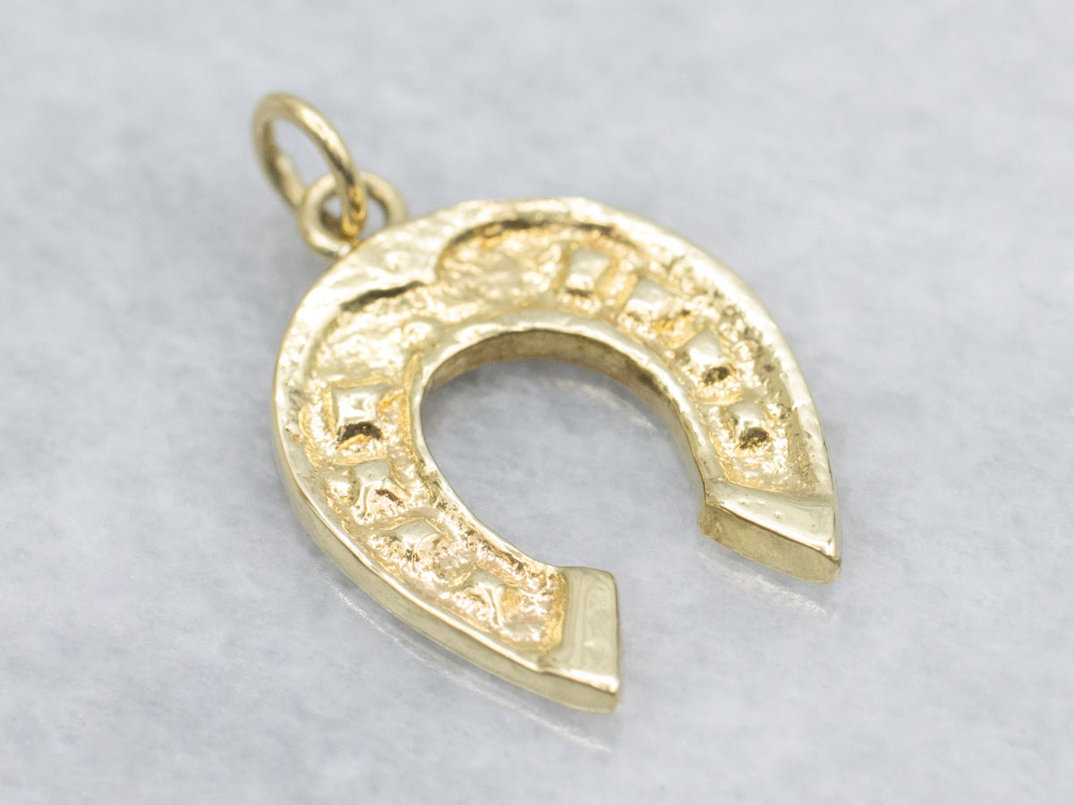 Lucky Horseshoe Gold Equestrian Charm Pendant