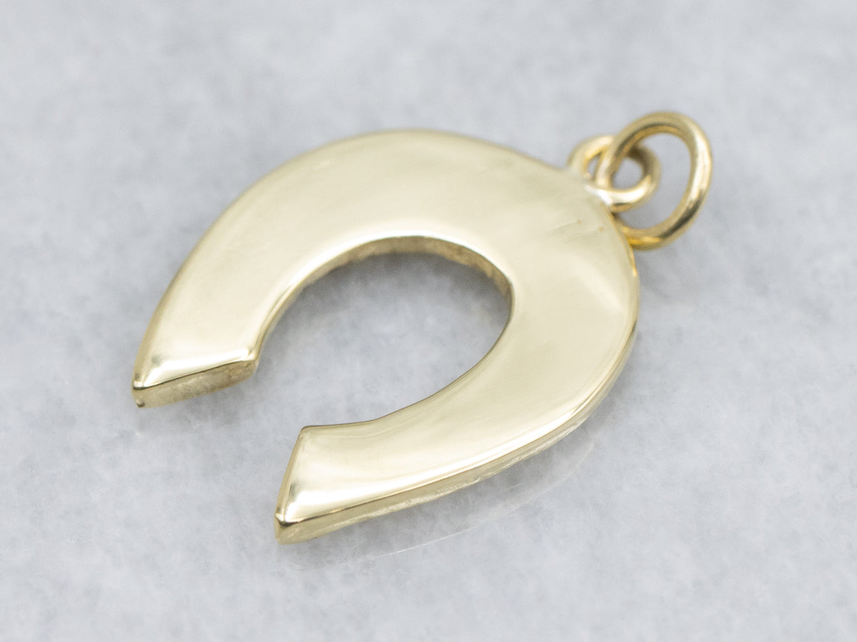 Lucky Horseshoe Gold Equestrian Charm Pendant