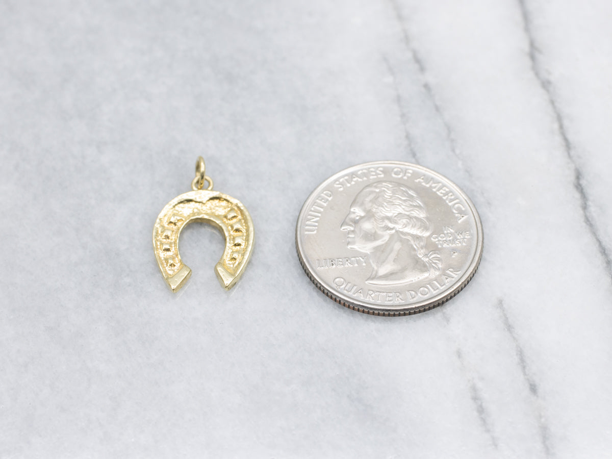 Lucky Horseshoe Gold Equestrian Charm Pendant
