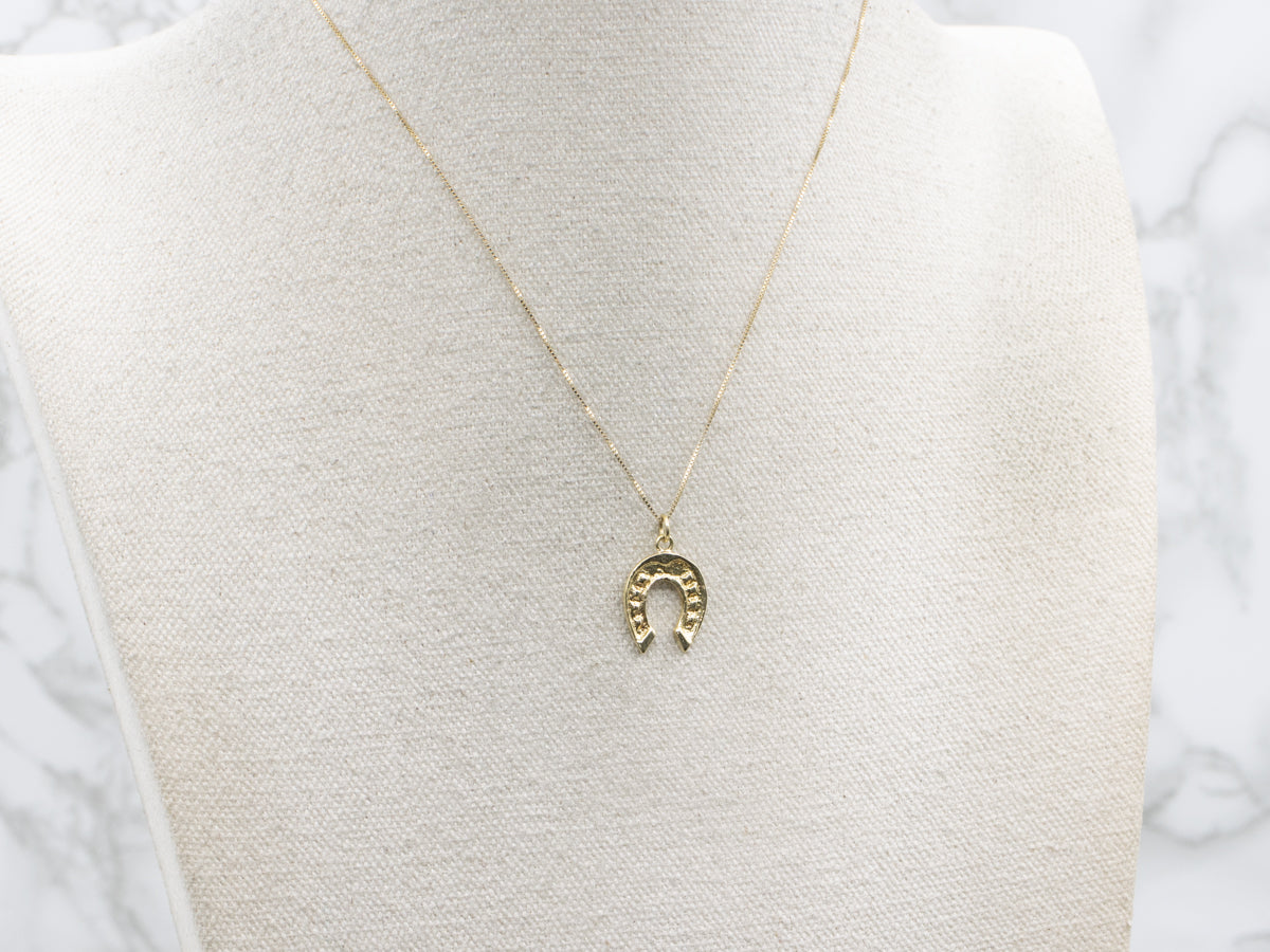 Lucky Horseshoe Gold Equestrian Charm Pendant