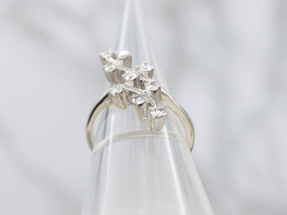 Twinkling White Gold Diamond Bypass Ring