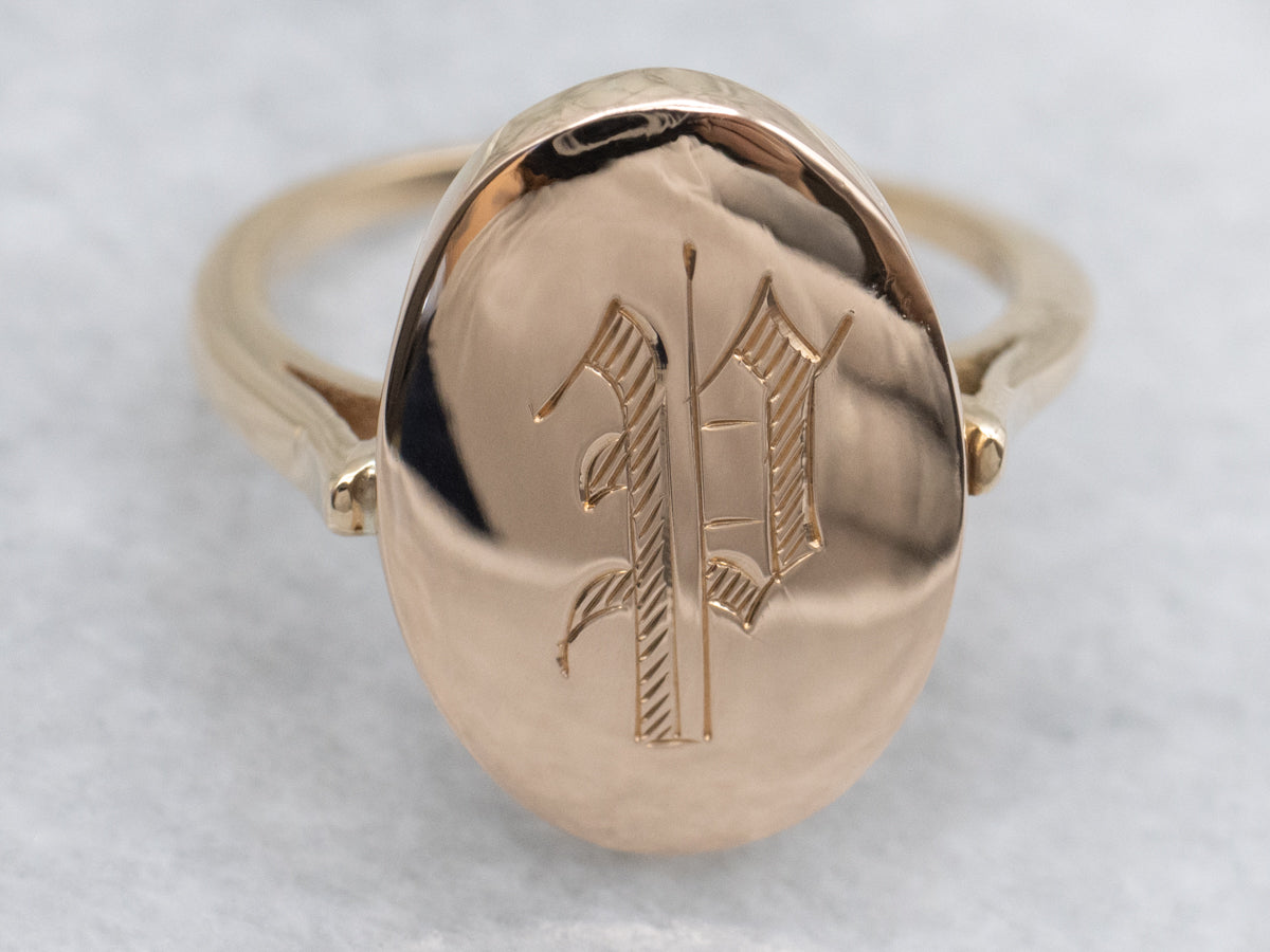 Old English Letter "P" Cufflink Signet Ring