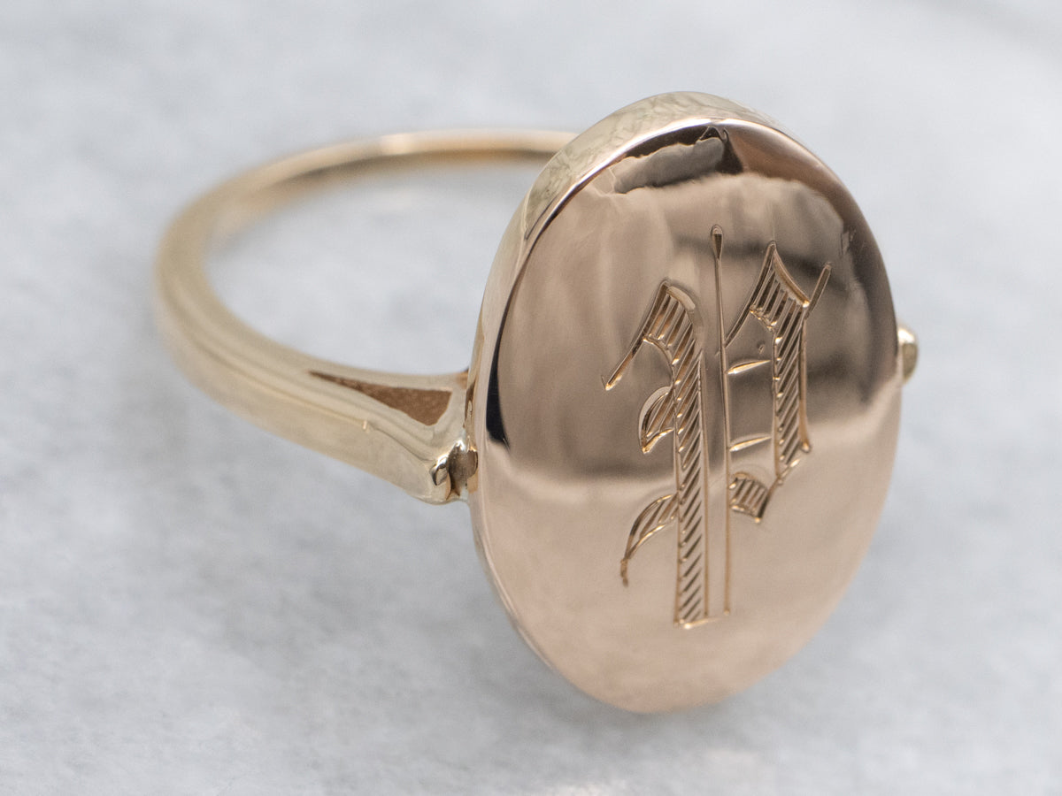 Old English Letter "P" Cufflink Signet Ring