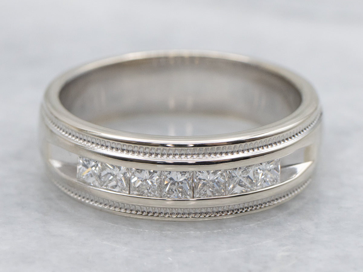 Channel Set Diamond Band with Milgrain Edge