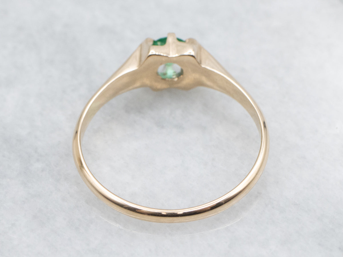 Vintage 14K Yellow Gold Emerald Solitaire Ring
