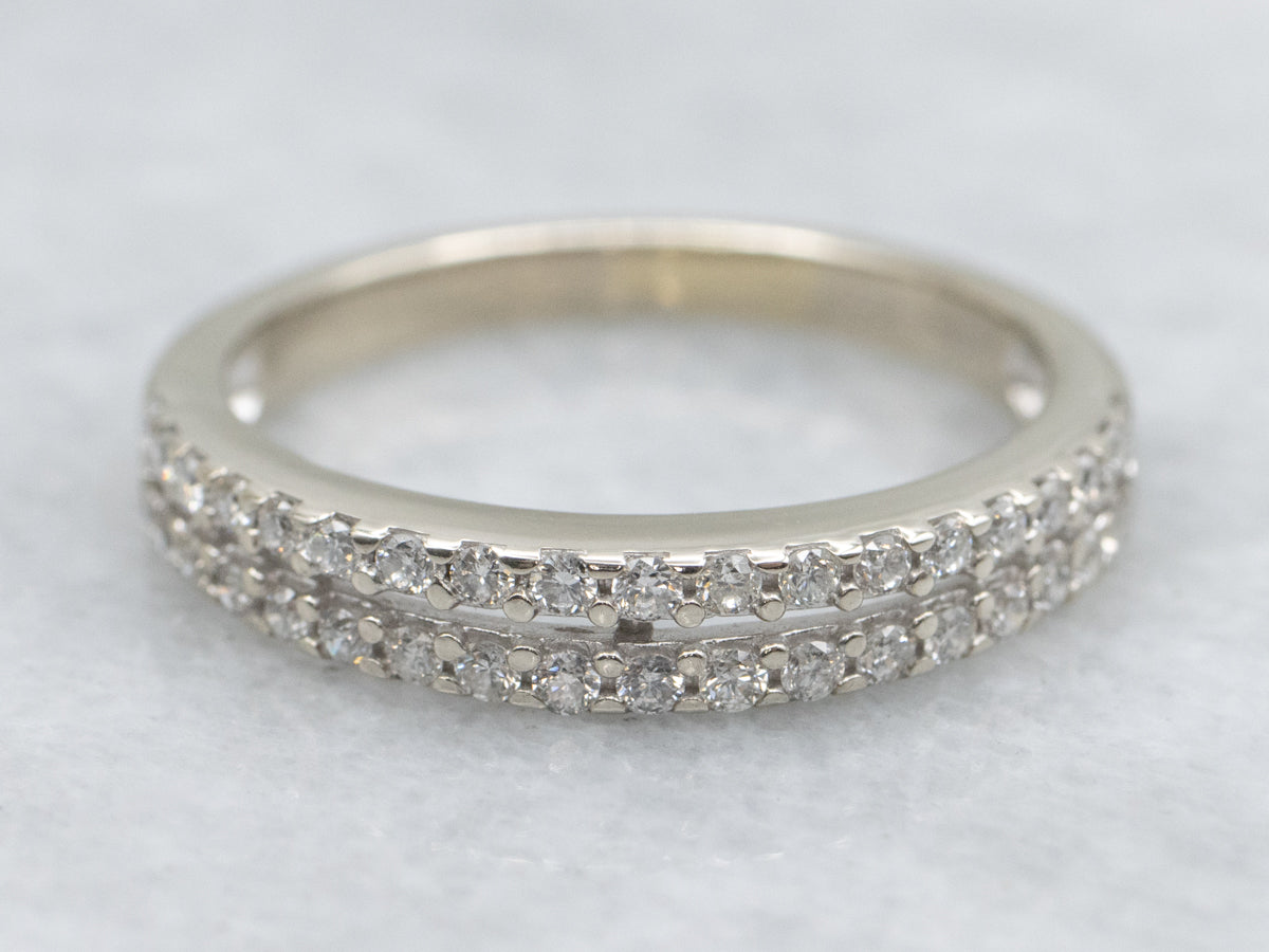 Double Row Diamond White Gold Band