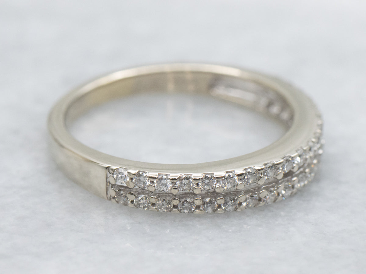 Double Row Diamond White Gold Band