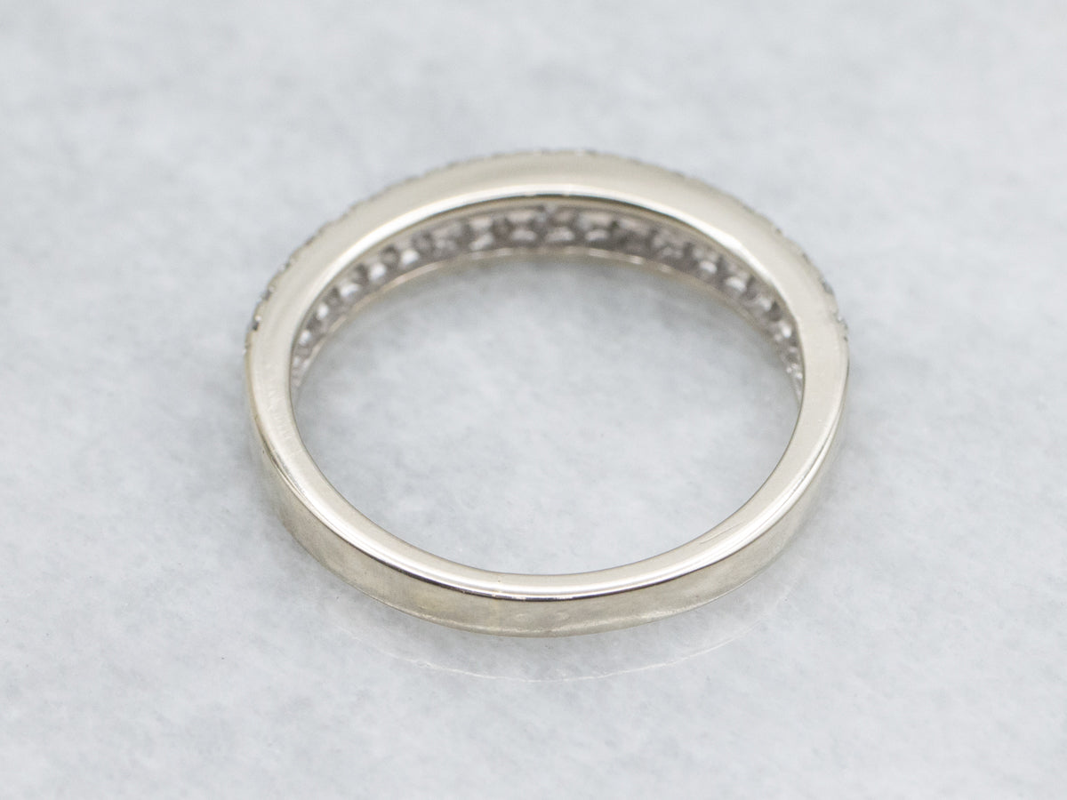 Double Row Diamond White Gold Band