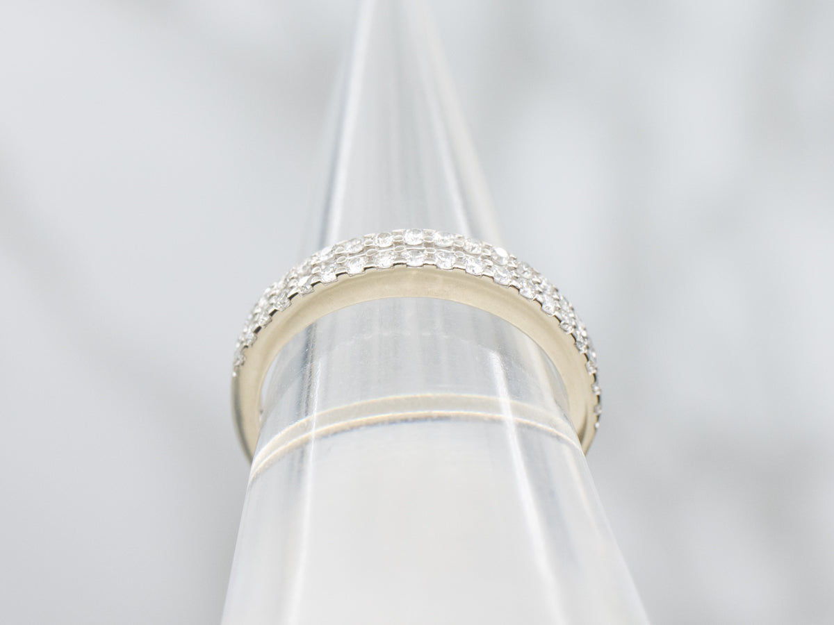 Double Row Diamond White Gold Band
