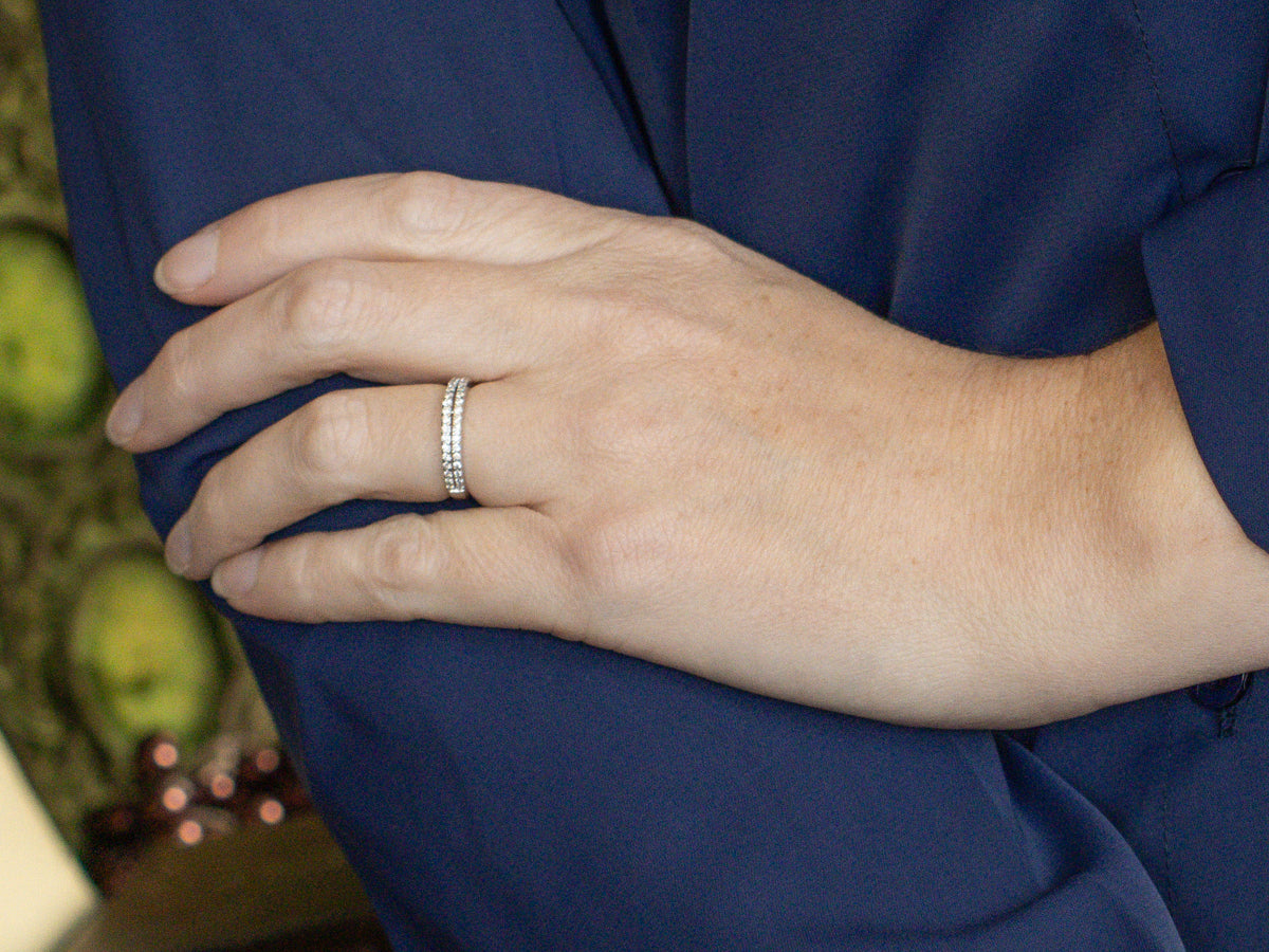 Double Row Diamond White Gold Band