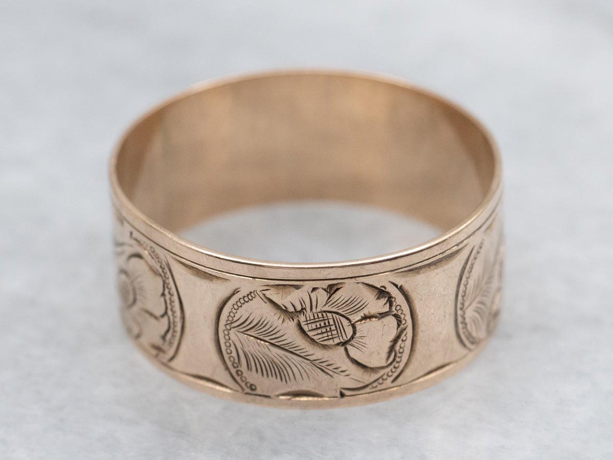 Victorian Era Hand-Engraved Floral Pattern Cigar Band