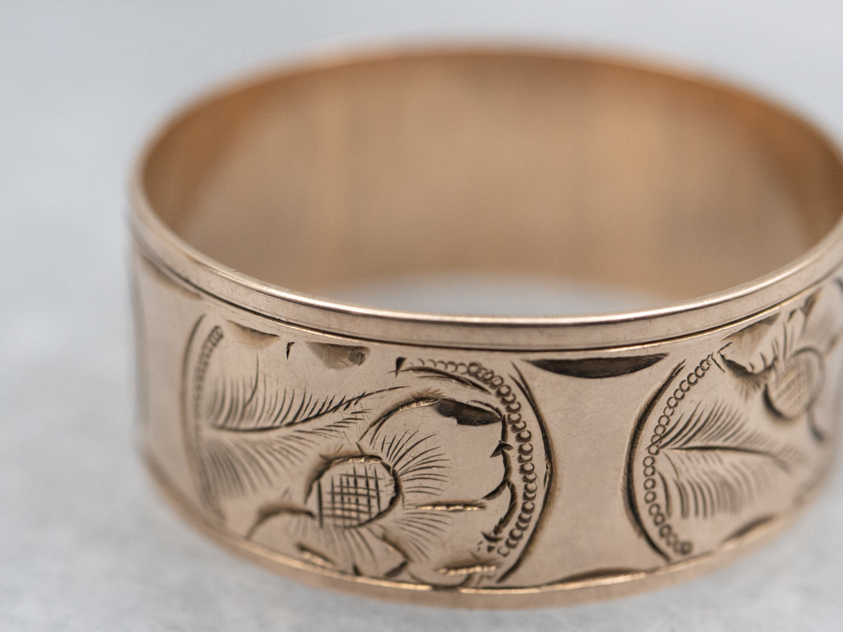 Victorian Era Hand-Engraved Floral Pattern Cigar Band