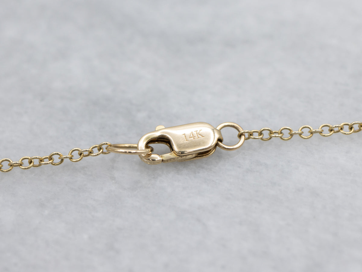 Beautiful Blue Zircon Solitaire and Gold Pendant Necklace