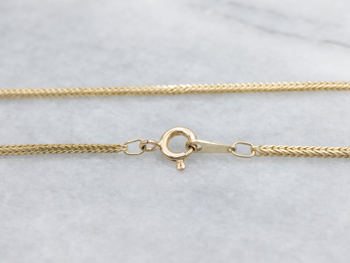 Long Yellow Gold Wheat Chain with Spring Ring Clasp