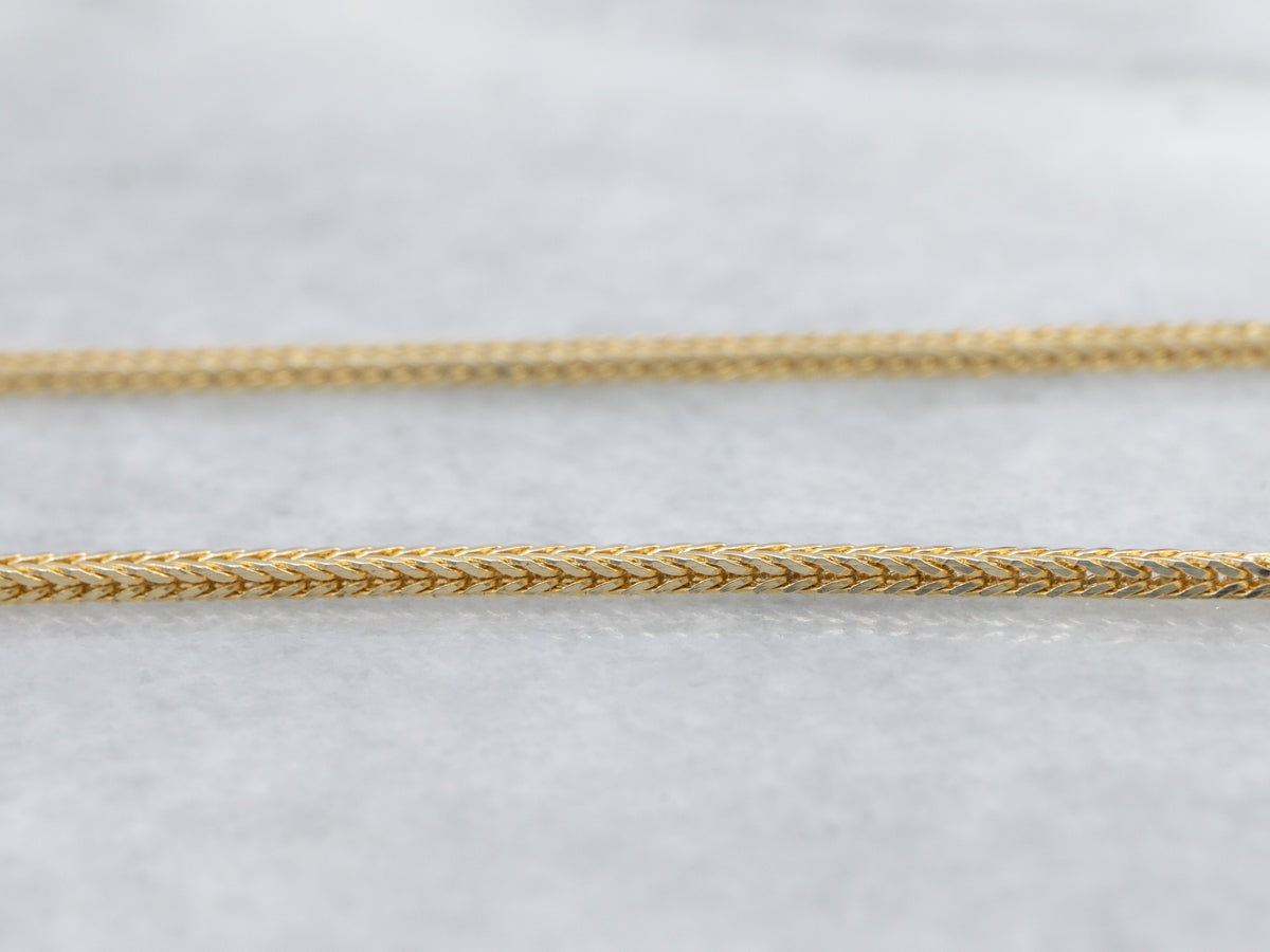 Long Yellow Gold Wheat Chain with Spring Ring Clasp
