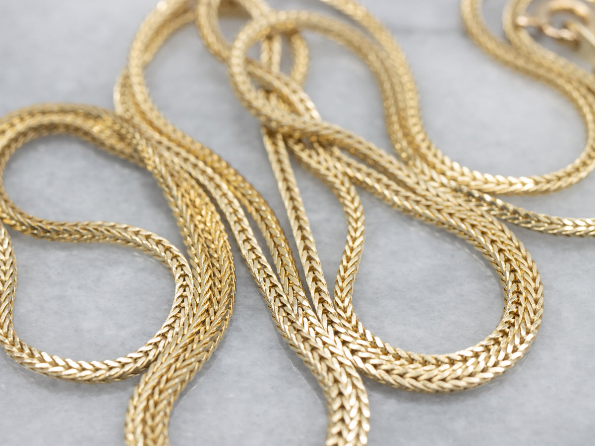Long Yellow Gold Wheat Chain with Spring Ring Clasp