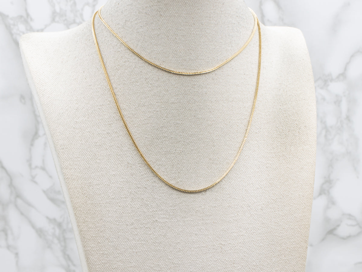 Long Yellow Gold Wheat Chain with Spring Ring Clasp