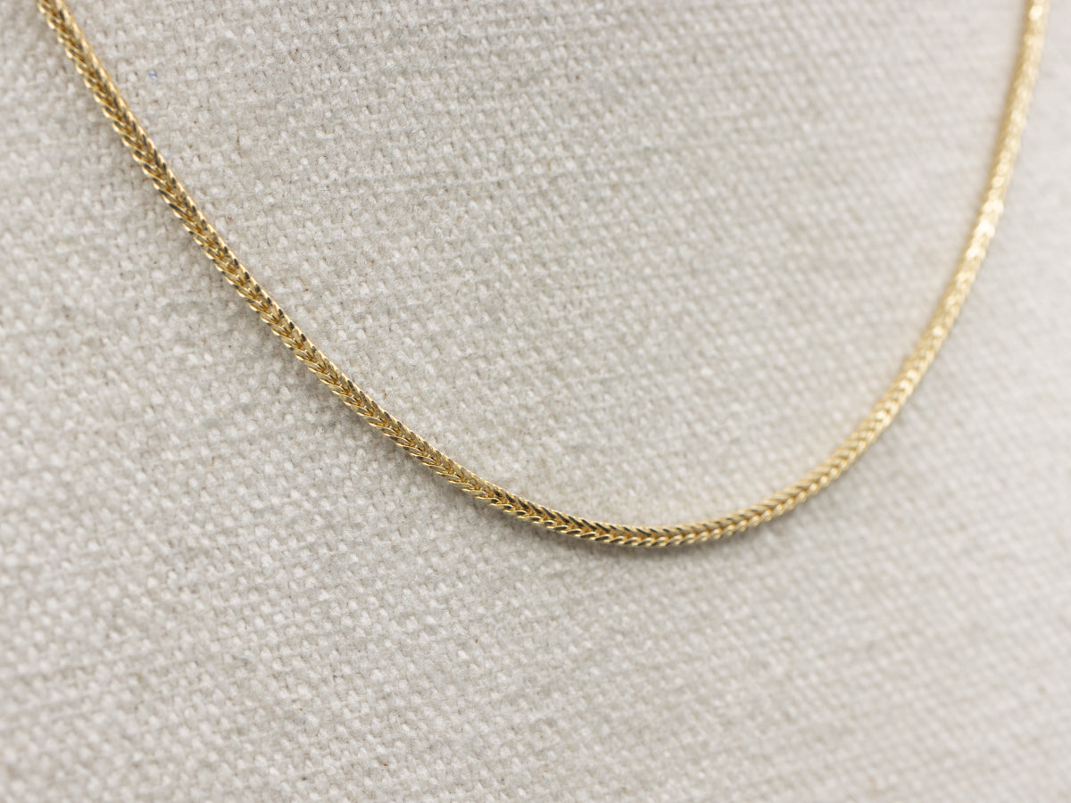 Long Yellow Gold Wheat Chain with Spring Ring Clasp