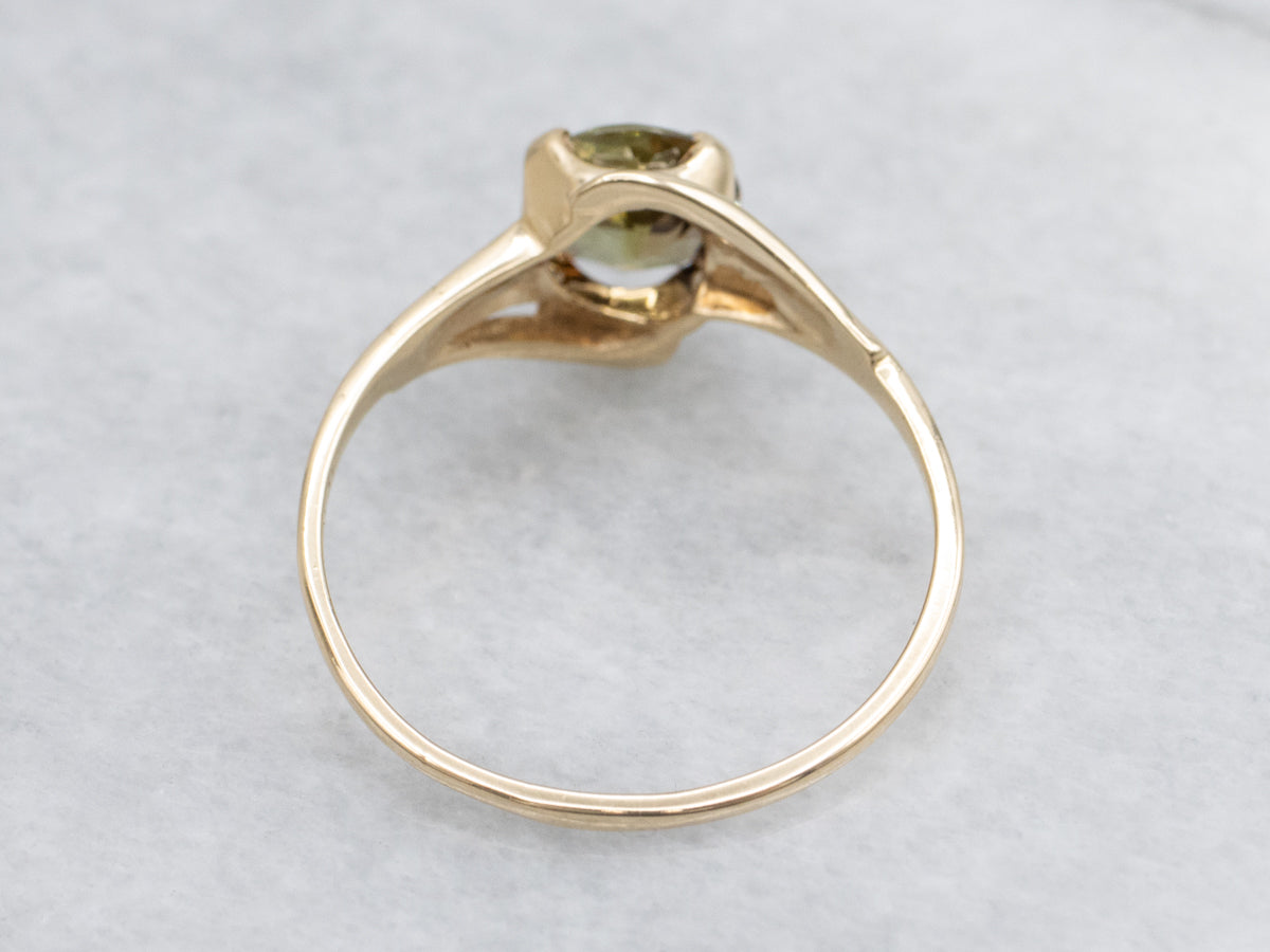 Andalusite and Yellow Gold Bypass Ring