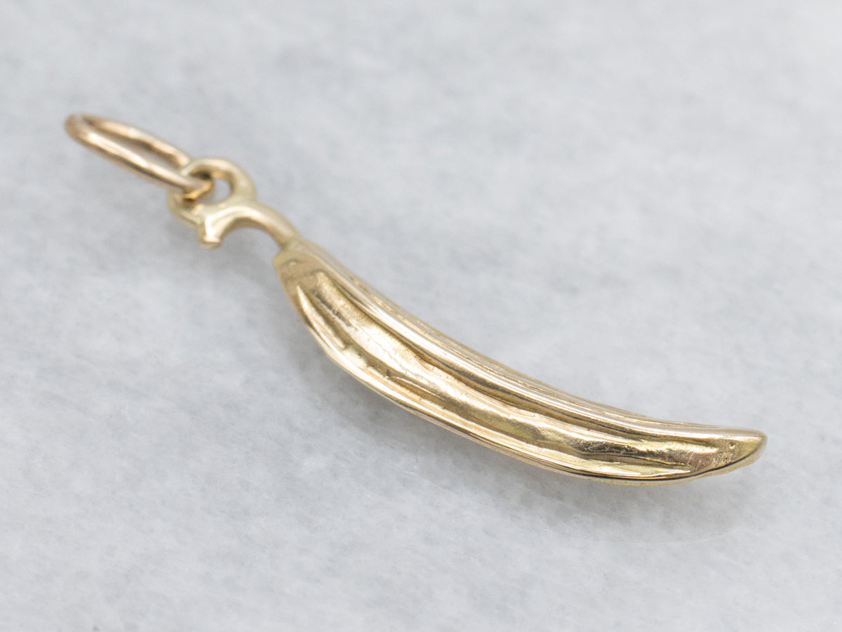 Yellow Gold Plantain Banana Charm Pendant