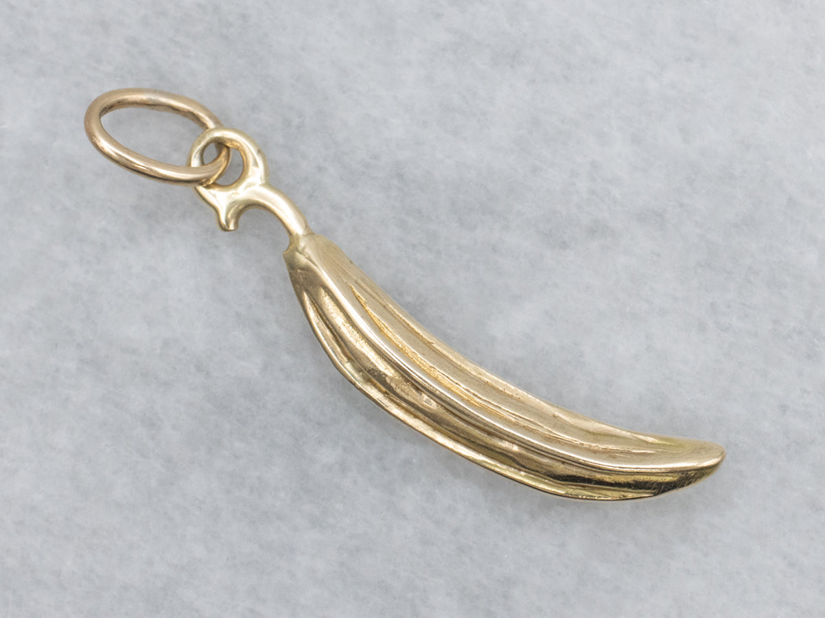 Yellow Gold Plantain Banana Charm Pendant