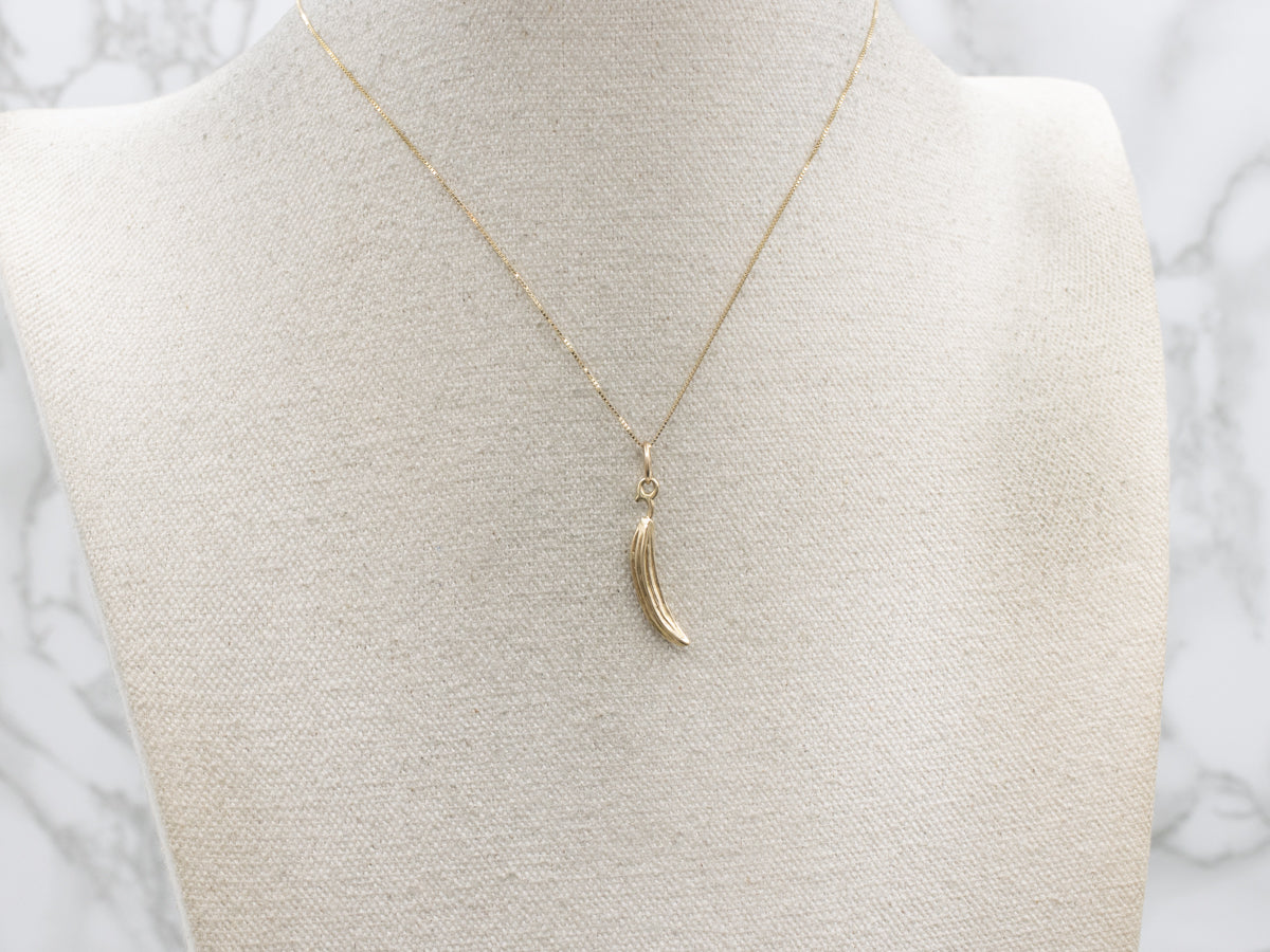 Yellow Gold Plantain Banana Charm Pendant