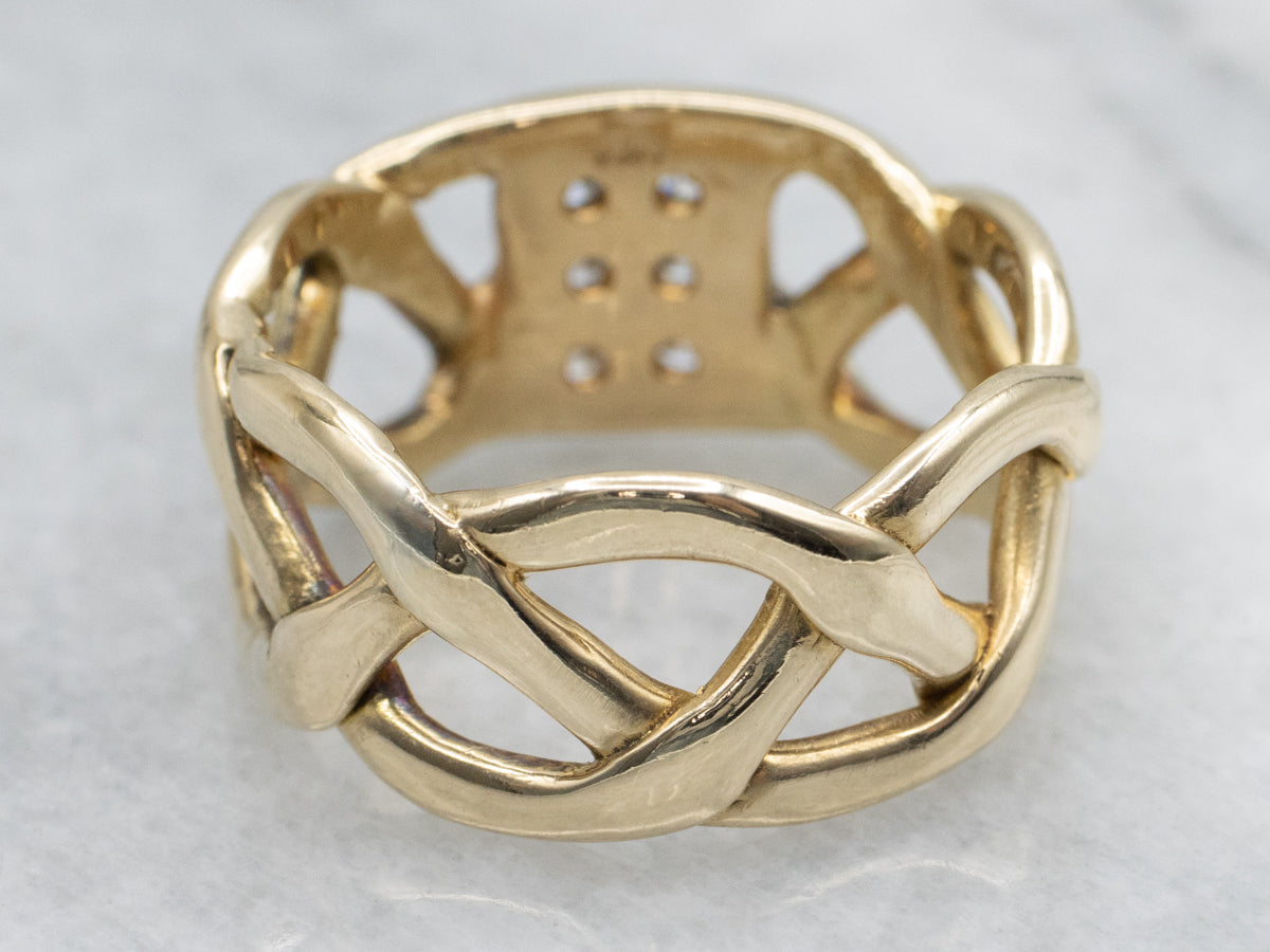 Diamond Yellow Gold Lattice Band