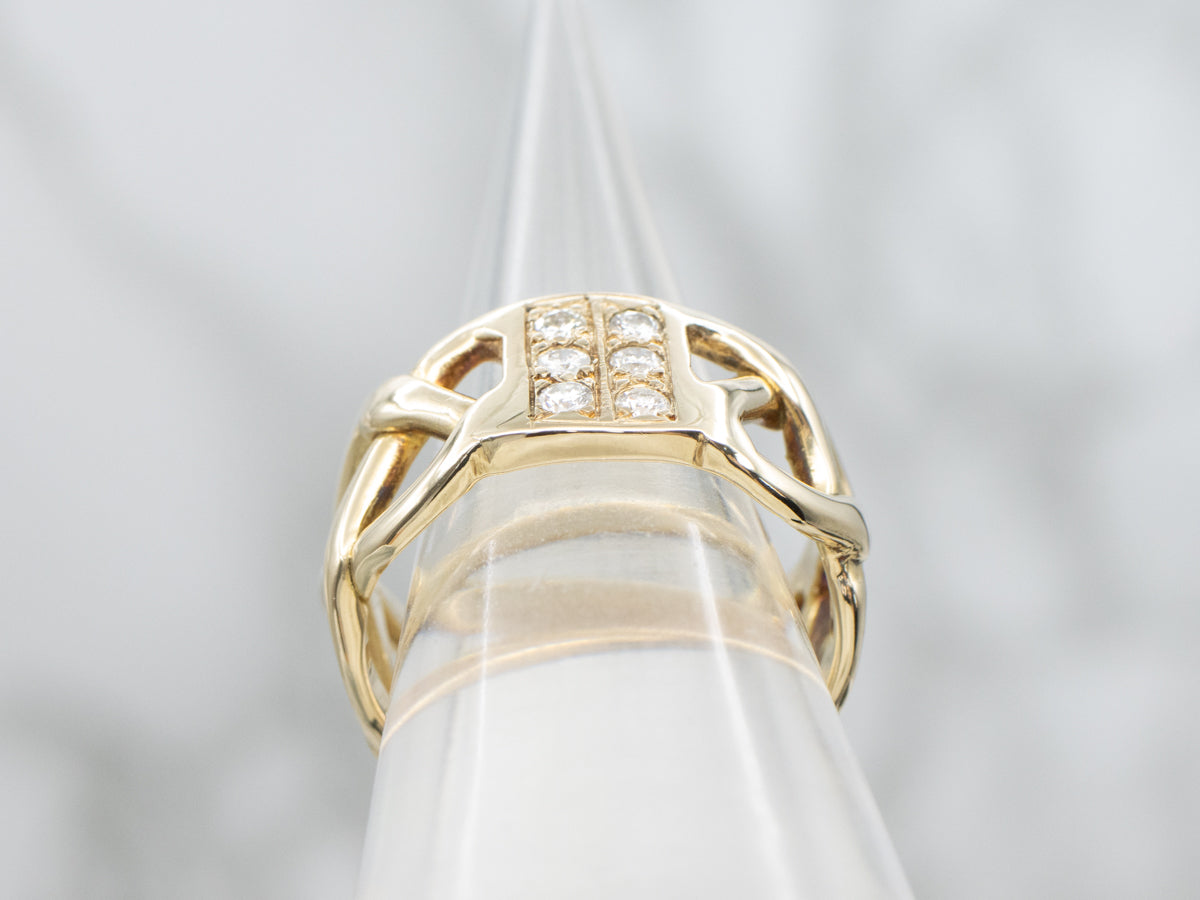 Diamond Yellow Gold Lattice Band