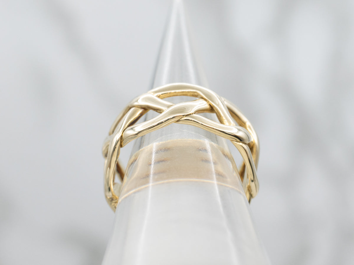 Diamond Yellow Gold Lattice Band