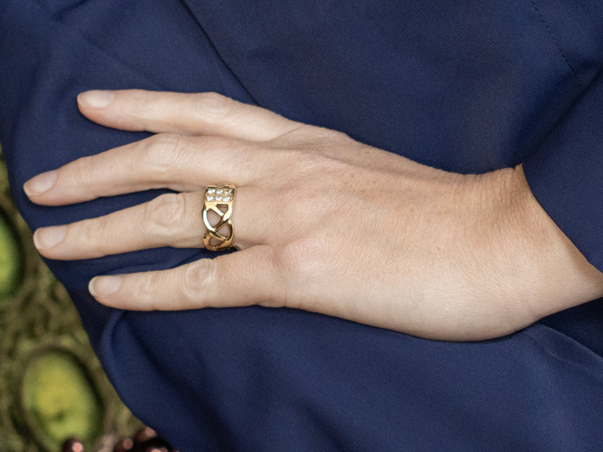 Diamond Yellow Gold Lattice Band