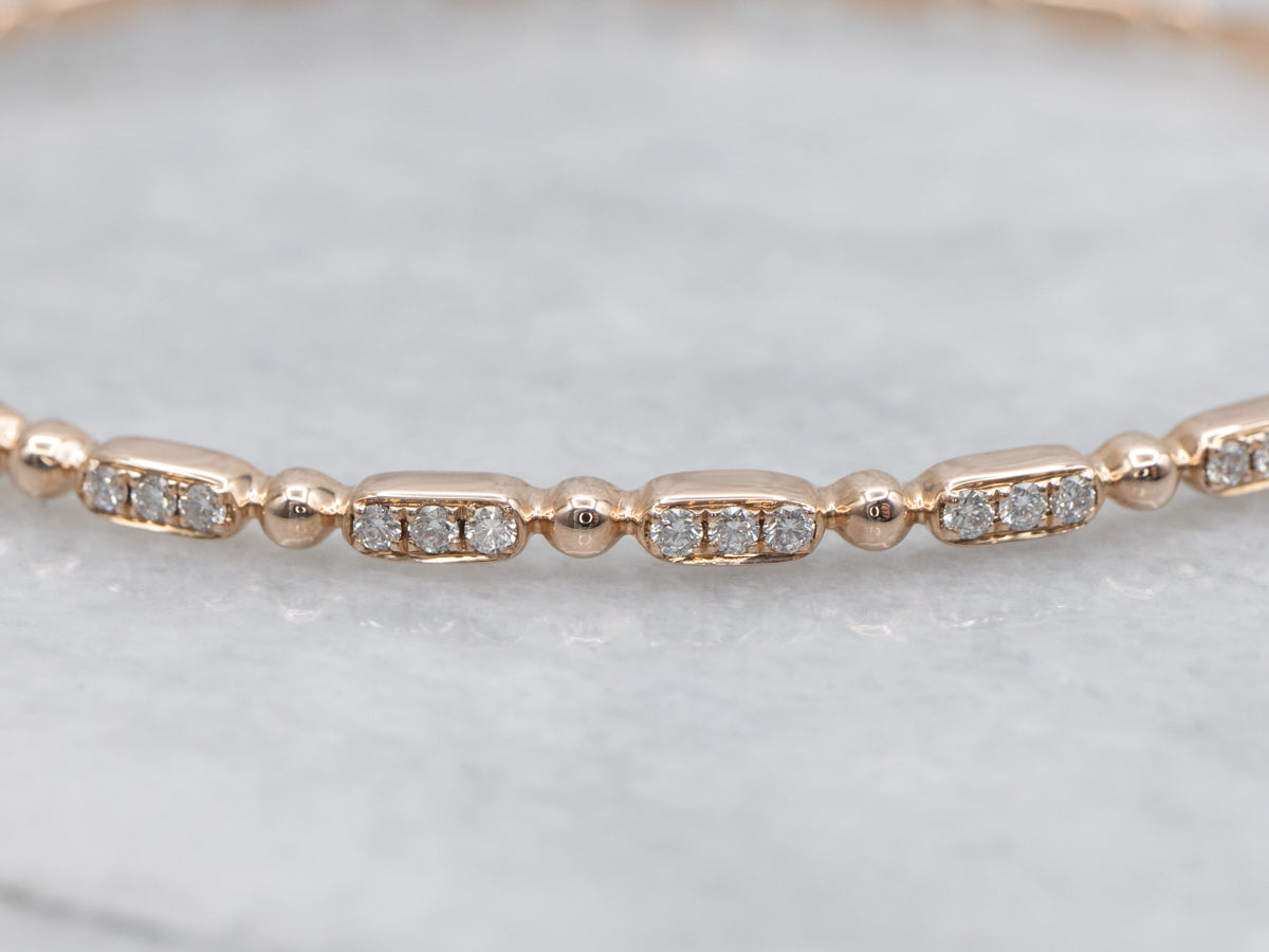 Hinged Rose Gold Diamond Bangle Bracelet